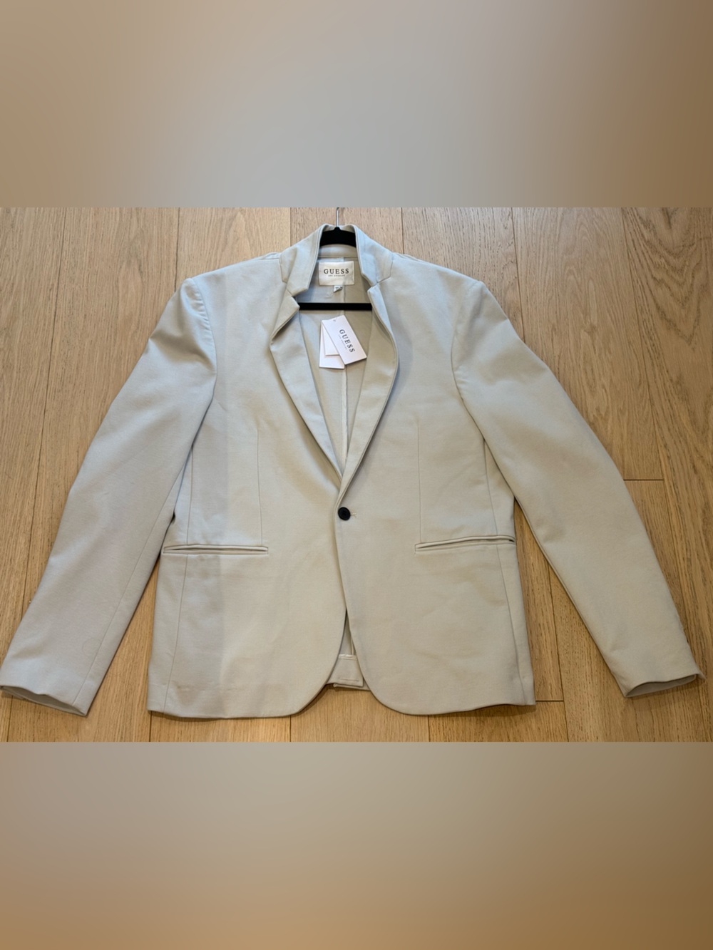 GUESS NWT Moonstruck Ponte Blazer L Stretch Tailored Neutral Jacket Office - Picture 3 of 8